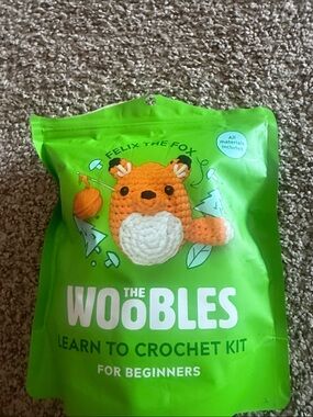 The Woobles "Felix the Fox" Learn to Crochet Kit - Bright Green Packaging